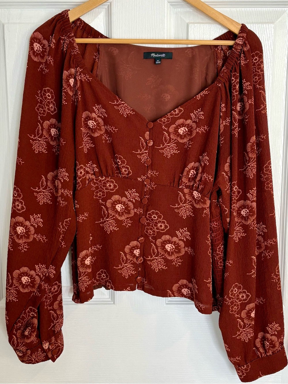 Madewell Rust Red Floral Button-Front Blouse